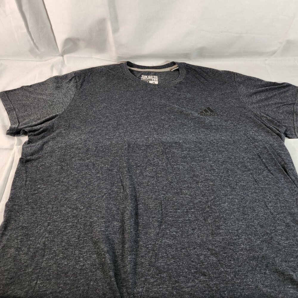 Adidas Men's Go-To Performance Tee 2XL Gray Active Wear Polyester Cotton Blend - Picture 7 of 7